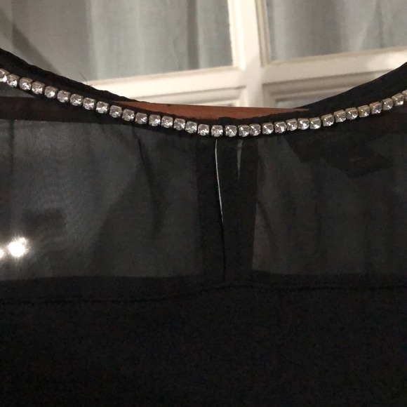 Black Jersey and Sheer Rhinestone top - Picture 4 of 4